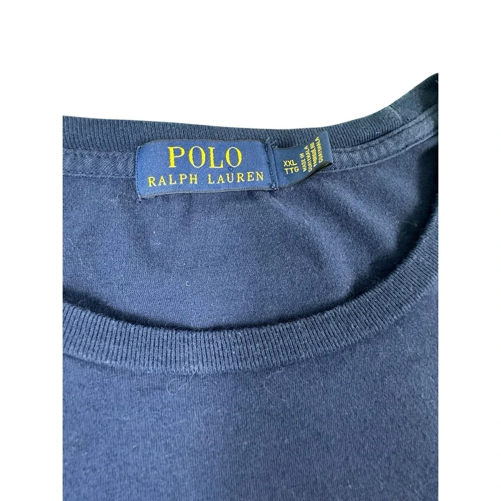 Polo Ralph Lauren Navy Blue Polo Bear Football S/S Cotton T Shirt Size 2XL